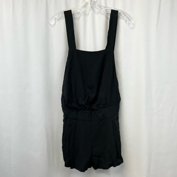 Alice & Uo Romper Playsuit Women's 4 Black Pockets Square Neck Sleeveless Rayon - Picture 1 of 10